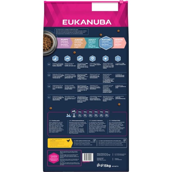 Eukanuba Dog Food for Large Breeds, Premium Dry Food with Fresh Chicken, 15 kg Eukanuba Dog Food for Large Breeds, Premium Dry Food with Fresh Chicken, 15 kg