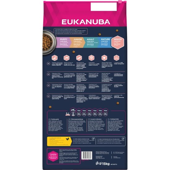 Eukanuba Dog Food for Large Breeds, Premium Dry Food with Fresh Chicken, 15 kg Eukanuba Dog Food for Large Breeds, Premium Dry Food with Fresh Chicken, 15 kg