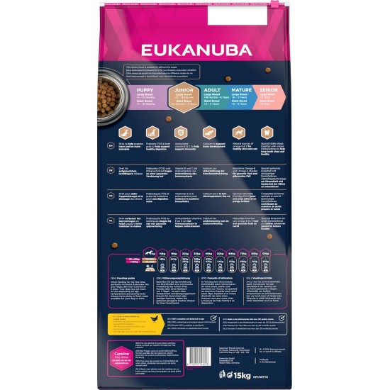 Eukanuba Dog Food for Large Breeds, Premium Dry Food with Fresh Chicken, 15 kg Eukanuba Dog Food for Large Breeds, Premium Dry Food with Fresh Chicken, 15 kg