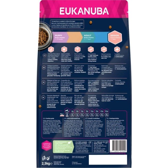 Eukanuba Dog Food with Lamb and Rice for Small/Medium Breed, 12 Kg Eukanuba Dog Food with Lamb and Rice for Small/Medium Breed, 12 Kg