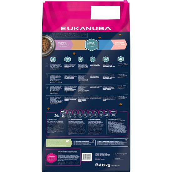Eukanuba Dog Food with Lamb and Rice for Small/Medium Breed, 12 Kg Eukanuba Dog Food with Lamb and Rice for Small/Medium Breed, 12 Kg