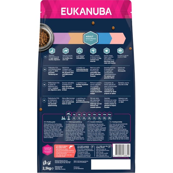Eukanuba Dog Food with Salmon & Barley for Small and Medium Breeds - Dry Food for Adult Dogs, 12 kg Eukanuba Dog Food with Salmon & Barley for Small and Medium Breeds - Dry Food for Adult Dogs, 12 kg