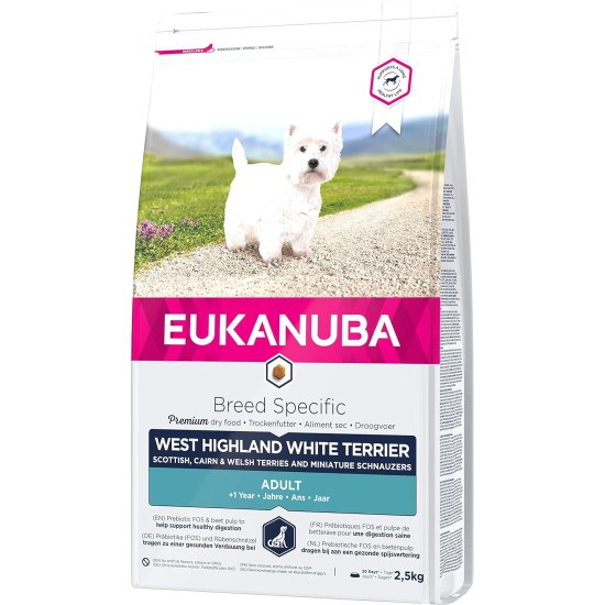 Eukanuba Dry Dog Food Breed Nutrition with West Highland Terrier, 2.5 kg Eukanuba Dry Dog Food Breed Nutrition with West Highland Terrier, 2.5 kg