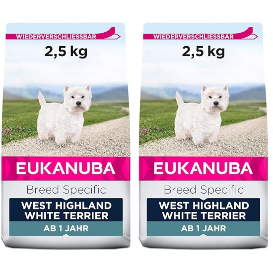 Eukanuba Dry Dog Food Breed Nutrition with West Highland Terrier, 2.5 kg Eukanuba Dry Dog Food Breed Nutrition with West Highland Terrier, 2.5 kg