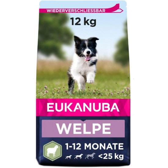 Eukanuba Puppy Food with Lamb & Rice for Small and Medium Breeds - Dry Food for Junior Dogs, 12 kg Eukanuba Puppy Food with Lamb & Rice for Small and Medium Breeds - Dry Food for Junior Dogs, 12 kg