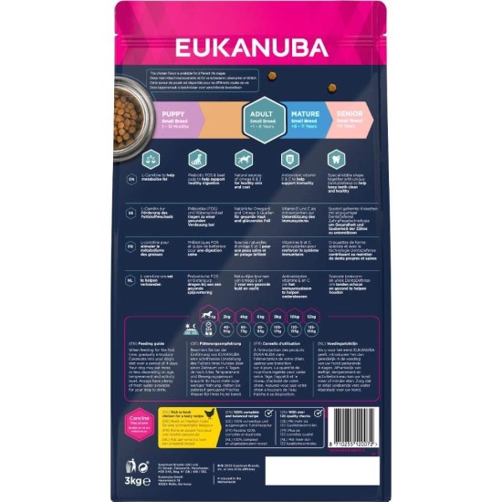 Eukanuba Small Breed Dog Food Premium Dry Fresh Chicken Food - Various Ages, 3 kg Eukanuba Small Breed Dog Food Premium Dry Fresh Chicken Food - Various Ages, 3 kg