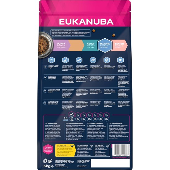 Eukanuba Small Breed Dog Food Premium Dry Fresh Chicken Food - Various Ages, 3 kg Eukanuba Small Breed Dog Food Premium Dry Fresh Chicken Food - Various Ages, 3 kg