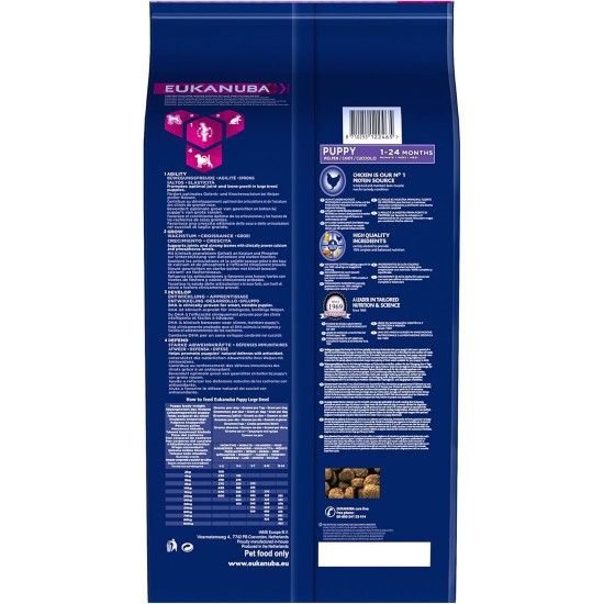 Eukanuba puppy dog food for large dogs, rich in fresh chicken, 12 kg Eukanuba puppy dog food for large dogs, rich in fresh chicken, 12 kg