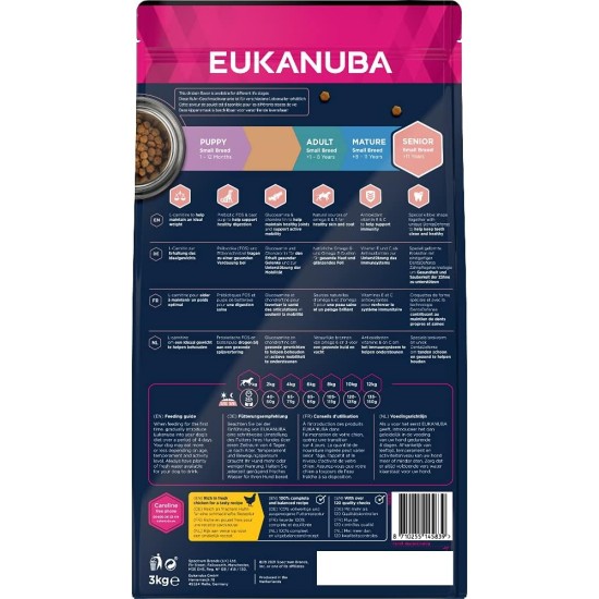Eukanuba puppy puppy food for small breeds with improved, new recipe - puppy dry food for dogs aged 1-12 months towards the taste of chicken - 1 x 3 kg bag Eukanuba puppy puppy food for small breeds with improved, new recipe - puppy dry food for dogs aged 1-12 months towards the taste of chicken - 1 x 3 kg bag