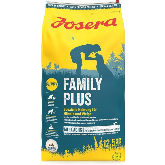 JOSERA Family Plus (1 x 12.5 kg) | Puppy | Premium Dry Food for Pregnant / Lactating es & Puppies | Salmon & Poultry | Optimal Supply with Enegia & L-Carnitine | Wheat Free | Pack of 1 JOSERA Family Plus (1 x 12.5 kg) | Puppy | Premium Dry Food for Pregnant / Lactating es & Puppies | Salmon & Poultry | Optimal Supply with Enegia & L-Carnitine | Wheat Free | Pack of 1
