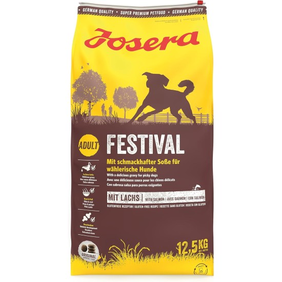 JOSERA Festival (1 x 12.5 kg) | Adult | Premium Dry Food for Adult Picky Dogs | Salmon & Poultry | Delicious Sauce Coat - Also for Soaking | Wheat Free | Dog Food | Pack of 1 JOSERA Festival (1 x 12.5 kg) | Adult | Premium Dry Food for Adult Picky Dogs | Salmon & Poultry | Delicious Sauce Coat - Also for Soaking | Wheat Free | Dog Food | Pack of 1