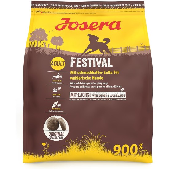 JOSERA Festival (1 x 12.5 kg) | Adult | Premium Dry Food for Adult Picky Dogs | Salmon & Poultry | Delicious Sauce Coat - Also for Soaking | Wheat Free | Dog Food | Pack of 1 JOSERA Festival (1 x 12.5 kg) | Adult | Premium Dry Food for Adult Picky Dogs | Salmon & Poultry | Delicious Sauce Coat - Also for Soaking | Wheat Free | Dog Food | Pack of 1