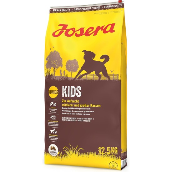 JOSERA Kids (1 x 12.5 kg) | Junior | Premium Dry Food for Growing Dogs | Poultry & Rice | for Rearing Larger Dogs from the 6th Week of Life | Wheat Free | Dog Food | Pack of 1 JOSERA Kids (1 x 12.5 kg) | Junior | Premium Dry Food for Growing Dogs | Poultry & Rice | for Rearing Larger Dogs from the 6th Week of Life | Wheat Free | Dog Food | Pack of 1