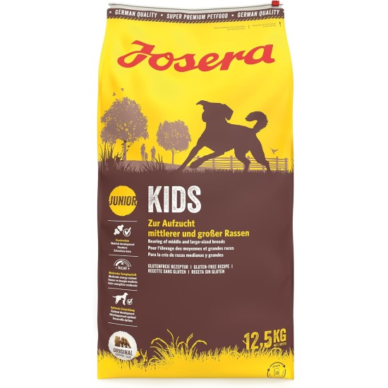 JOSERA Kids (1 x 12.5 kg) | Junior | Premium Dry Food for Growing Dogs | Poultry & Rice | for Rearing Larger Dogs from the 6th Week of Life | Wheat Free | Dog Food | Pack of 1 JOSERA Kids (1 x 12.5 kg) | Junior | Premium Dry Food for Growing Dogs | Poultry & Rice | for Rearing Larger Dogs from the 6th Week of Life | Wheat Free | Dog Food | Pack of 1