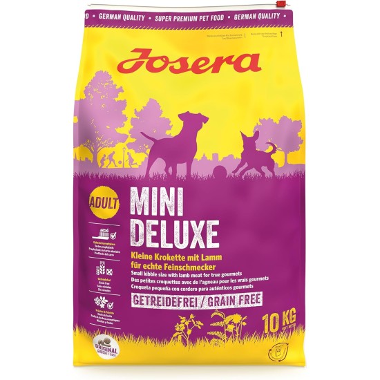 JOSERA MiniDeluxe (1 x 10 kg) | Adult Mini | Premium Dry Food for Adult Dogs Small Breeds | Lamb & Sweet Potato | Small Croquettes | Extra Compatible | Wheat Free | Pack of 1 JOSERA MiniDeluxe (1 x 10 kg) | Adult Mini | Premium Dry Food for Adult Dogs Small Breeds | Lamb & Sweet Potato | Small Croquettes | Extra Compatible | Wheat Free | Pack of 1