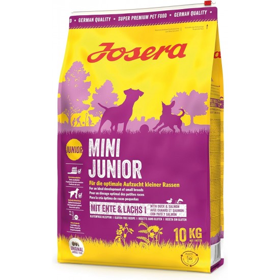 JOSERA MiniJunior Puppy Food for Small Breeds with Duck and Salmon, for Optimal Development, Super Premium Dry Food for Growing Dogs, Pack of 5 (5 x 900 Grams) JOSERA MiniJunior Puppy Food for Small Breeds with Duck and Salmon, for Optimal Development, Super Premium Dry Food for Growing Dogs, Pack of 5 (5 x 900 Grams)