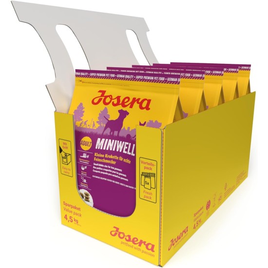 JOSERA Miniwell (1 x 10 kg) | Adult Mini | Premium Dry Food for Adult Dogs Small Breeds | Poultry & Rice | Small Croquettes | Extra Compatible | Wheat Free | Dog Food | Pack of 1 JOSERA Miniwell (1 x 10 kg) | Adult Mini | Premium Dry Food for Adult Dogs Small Breeds | Poultry & Rice | Small Croquettes | Extra Compatible | Wheat Free | Dog Food | Pack of 1