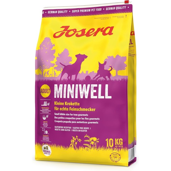 JOSERA Miniwell (1 x 10 kg) | Adult Mini | Premium Dry Food for Adult Dogs Small Breeds | Poultry & Rice | Small Croquettes | Extra Compatible | Wheat Free | Dog Food | Pack of 1 JOSERA Miniwell (1 x 10 kg) | Adult Mini | Premium Dry Food for Adult Dogs Small Breeds | Poultry & Rice | Small Croquettes | Extra Compatible | Wheat Free | Dog Food | Pack of 1