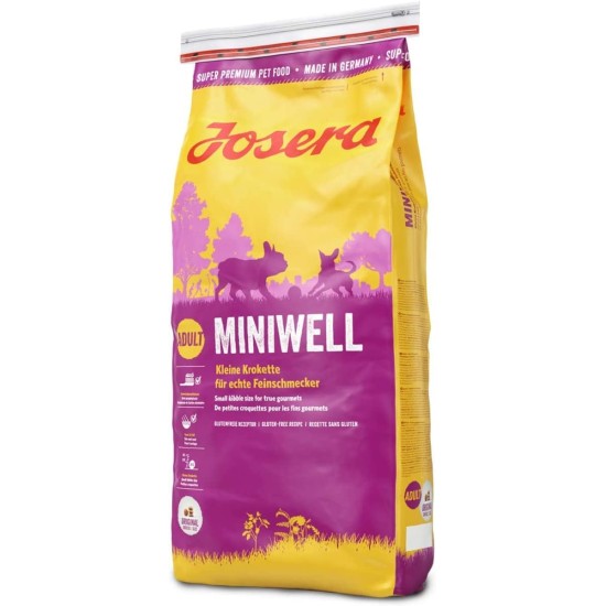 JOSERA Miniwell (1 x 10 kg) | Adult Mini | Premium Dry Food for Adult Dogs Small Breeds | Poultry & Rice | Small Croquettes | Extra Compatible | Wheat Free | Dog Food | Pack of 1 JOSERA Miniwell (1 x 10 kg) | Adult Mini | Premium Dry Food for Adult Dogs Small Breeds | Poultry & Rice | Small Croquettes | Extra Compatible | Wheat Free | Dog Food | Pack of 1