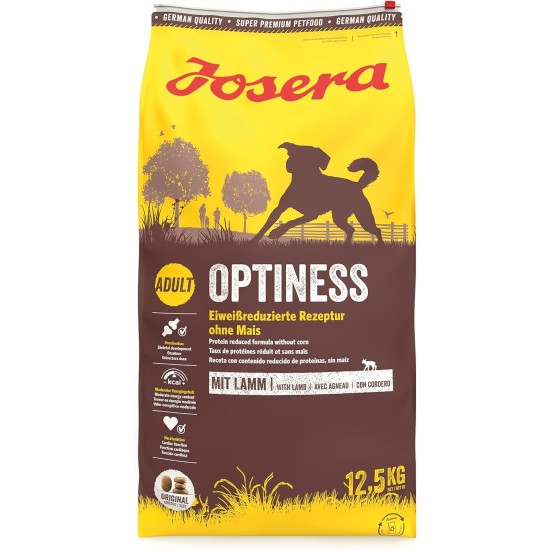 JOSERA Optiness (1 x 12.5 kg) | Adult | Premium Dry Food for Adult Dogs | Lamb & Poultry | Protein Reduced & No Corn | Wheat Free | Valuable Fatty Acids | Dog Food | Pack of 1
