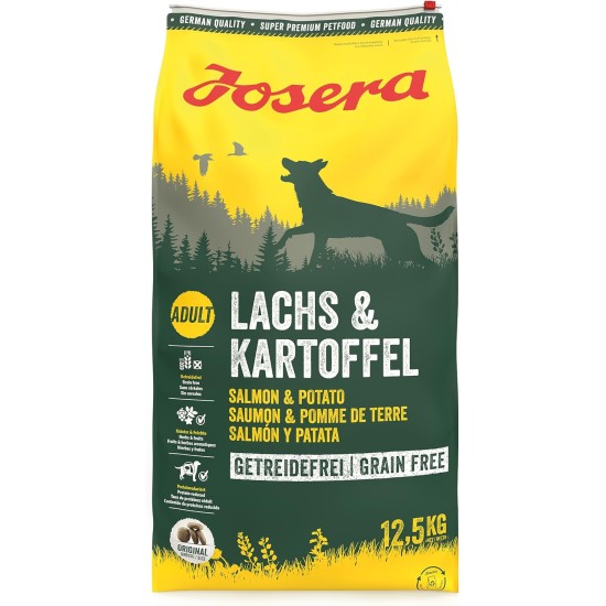 JOSERA Salmon & Potato (1 x 12.5 kg) | Adult | Premium Dry Food for Adult Dogs | Potato & Salmon as the Only Animal Protein Source | Grain-Free | Dog Food | Pack of 1 JOSERA Salmon & Potato (1 x 12.5 kg) | Adult | Premium Dry Food for Adult Dogs | Potato & Salmon as the Only Animal Protein Source | Grain-Free | Dog Food | Pack of 1