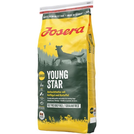 JOSERA YoungStar (1 x 12.5 kg) Junior Premium Dry Food for Growing Dogs, Poultry & Potato, Grain-Free, Puppy Food for Medium and Large Breeds, Dog Food, Pack of 1 JOSERA YoungStar (1 x 12.5 kg) Junior Premium Dry Food for Growing Dogs, Poultry & Potato, Grain-Free, Puppy Food for Medium and Large Breeds, Dog Food, Pack of 1