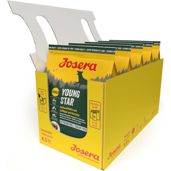 JOSERA YoungStar (1 x 12.5 kg) Junior Premium Dry Food for Growing Dogs, Poultry & Potato, Grain-Free, Puppy Food for Medium and Large Breeds, Dog Food, Pack of 1 JOSERA YoungStar (1 x 12.5 kg) Junior Premium Dry Food for Growing Dogs, Poultry & Potato, Grain-Free, Puppy Food for Medium and Large Breeds, Dog Food, Pack of 1