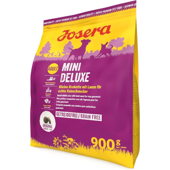 Josera MiniDeluxe (5 x 900 g) Grain Free Dog Food for Small Breeds with Lamb and Sweet Potato, Super Premium Dry Food for Adult Dogs, Pack of 5 Josera MiniDeluxe (5 x 900 g) Grain Free Dog Food for Small Breeds with Lamb and Sweet Potato, Super Premium Dry Food for Adult Dogs, Pack of 5