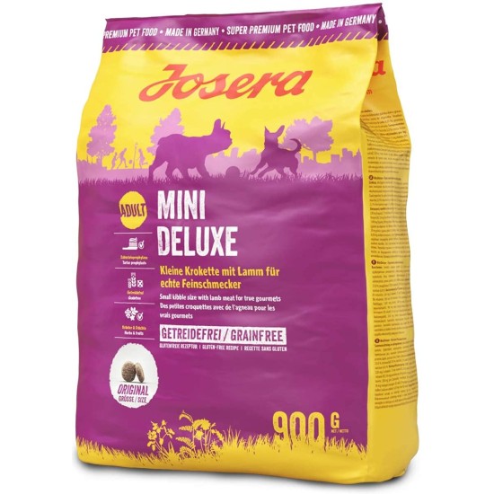 Josera MiniDeluxe (5 x 900 g) Grain Free Dog Food for Small Breeds with Lamb and Sweet Potato, Super Premium Dry Food for Adult Dogs, Pack of 5 Josera MiniDeluxe (5 x 900 g) Grain Free Dog Food for Small Breeds with Lamb and Sweet Potato, Super Premium Dry Food for Adult Dogs, Pack of 5