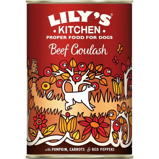 Lily's Kitchen Natural Wet Food for Adult Dogs Tin - Beef Goulash - Dog Food Grain-Free Recipe (6 x 400 g Cans) Lily's Kitchen Natural Wet Food for Adult Dogs Tin - Beef Goulash - Dog Food Grain-Free Recipe (6 x 400 g Cans)