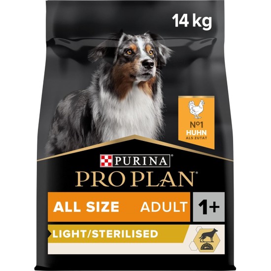 Purina Pro Plan All Sizes Adult Light Or Sterilised with Optiweight Dry Dog Food Rich in Chicken, 14 kg Purina Pro Plan All Sizes Adult Light Or Sterilised with Optiweight Dry Dog Food Rich in Chicken, 14 kg