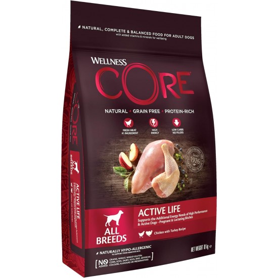 Wellness Core Dry Dog Food, Grain-Free, High Meat Content, Various Flavours. Wellness Core Dry Dog Food, Grain-Free, High Meat Content, Various Flavours.