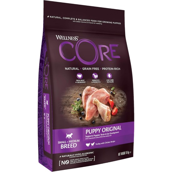 Wellness Core Puppy Dog Food, Dry Food for Puppies, Grain Free, High Meat Content, No Artificial Additives, Various Types and Sizes, 10 kg Wellness Core Puppy Dog Food, Dry Food for Puppies, Grain Free, High Meat Content, No Artificial Additives, Various Types and Sizes, 10 kg