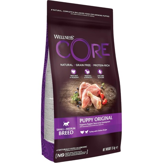 Wellness Core Puppy Dog Food, Dry Food for Puppies, Grain Free, High Meat Content, No Artificial Additives, Various Types and Sizes, 10 kg Wellness Core Puppy Dog Food, Dry Food for Puppies, Grain Free, High Meat Content, No Artificial Additives, Various Types and Sizes, 10 kg