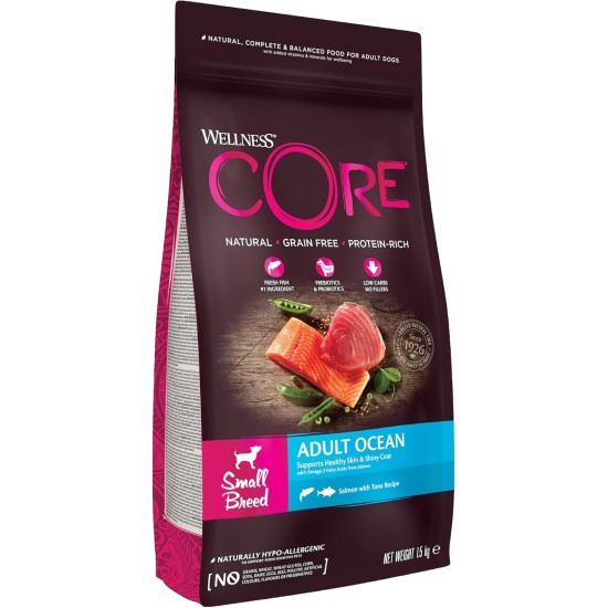Wellness Core Small Breed Dry, Grain-Free Dog Food for Small Dogs with High Meat Content, Various Varieties Wellness Core Small Breed Dry, Grain-Free Dog Food for Small Dogs with High Meat Content, Various Varieties