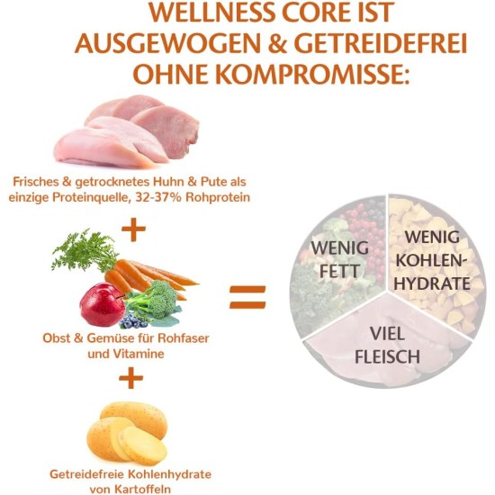 Wellness Core Small Breed Dry, Grain-Free Dog Food for Small Dogs with High Meat Content, Various Varieties Wellness Core Small Breed Dry, Grain-Free Dog Food for Small Dogs with High Meat Content, Various Varieties