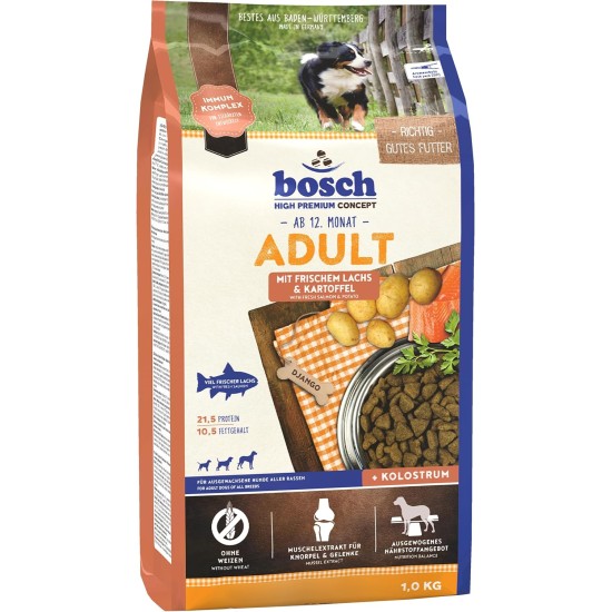 bosch HPC Adult mit frischem Lachs & Kartoffel | Hundetrockenfutter für ausgewachsene Hunde aller Rassen | 1 x 15 kg bosch HPC Adult mit frischem Lachs & Kartoffel | Hundetrockenfutter für ausgewachsene Hunde aller Rassen | 1 x 15 kg