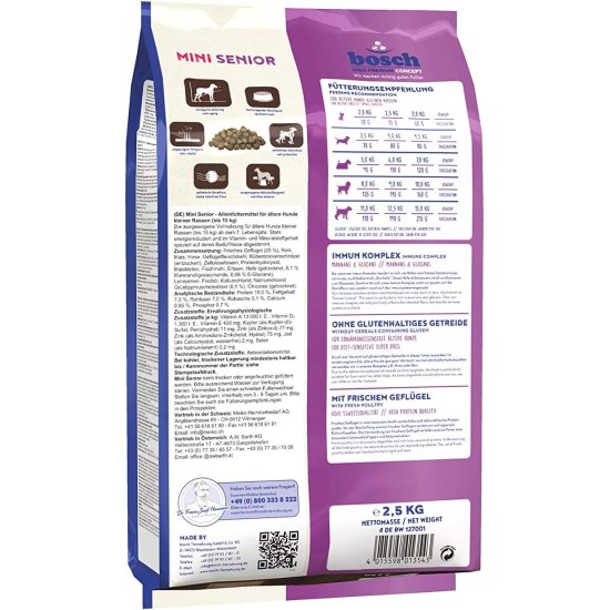 bosch HPC Mini Senior | Hundetrockenfutter für ältere Hunde kleiner Rassen (bis 15 kg) | 1 x 2.5 kg bosch HPC Mini Senior | Hundetrockenfutter für ältere Hunde kleiner Rassen (bis 15 kg) | 1 x 2.5 kg