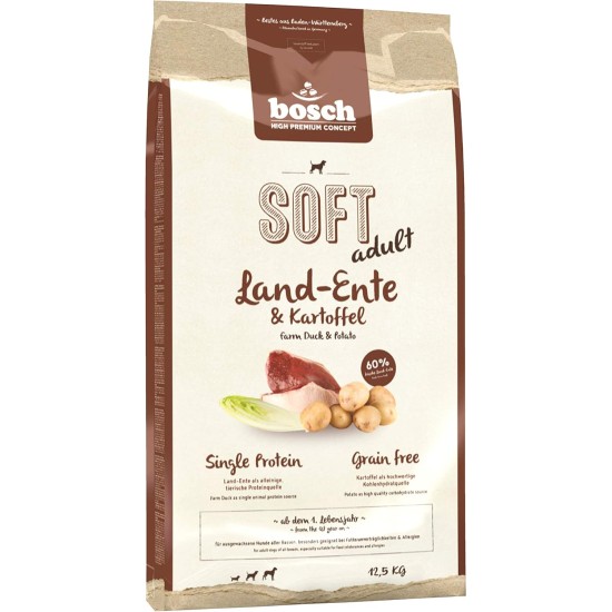 bosch HPC SOFT Country Duck & Potato | semi-moist dog food for adult dogs of all breeds | Single protein | Grain Free, 1 x 12.5 kg bosch HPC SOFT Country Duck & Potato | semi-moist dog food for adult dogs of all breeds | Single protein | Grain Free, 1 x 12.5 kg