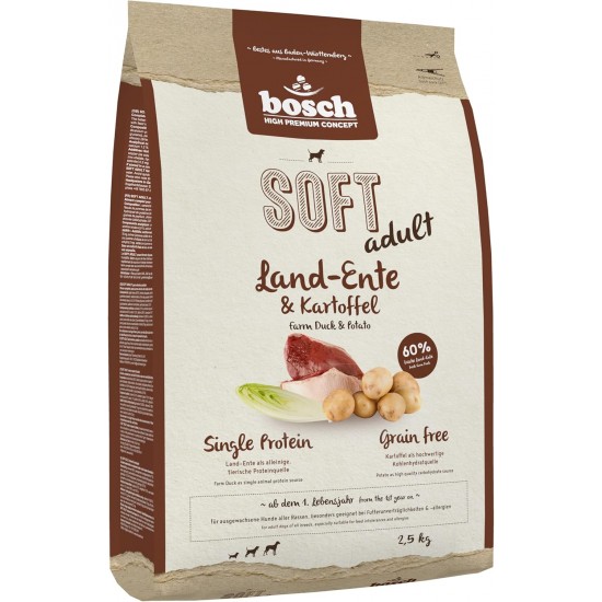 bosch HPC SOFT Country Duck & Potato | semi-moist dog food for adult dogs of all breeds | Single protein | Grain Free, 1 x 2.5 kg bosch HPC SOFT Country Duck & Potato | semi-moist dog food for adult dogs of all breeds | Single protein | Grain Free, 1 x 2.5 kg