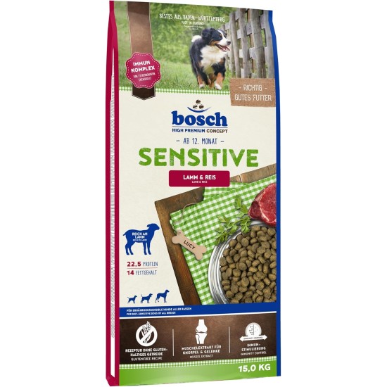 bosch HPC Sensitive Lamm & Reis | Hundetrockenfutter für ernährungssensible Hunde aller Rassen | 1 x 15 kg