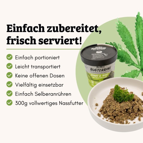 8 x 100 g Wet Food for Mixing, Makes 8 x 300 g Wet Food, Relaxation & Soothing, Spinach & Hemp & Medicinal Herbs, Insect as Monoprotein, Grain-Free, Hypoallergenic, Low Purine, for Dog Ice 8 x 100 g Wet Food for Mixing, Makes 8 x 300 g Wet Food, Relaxation & Soothing, Spinach & Hemp & Medicinal Herbs, Insect as Monoprotein, Grain-Free, Hypoallergenic, Low Purine, for Dog Ice