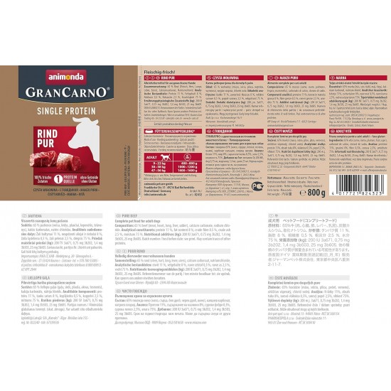 ANIMONDA Gran Carno Adult Single Protein Dog Food, Wet Food for Adult Dogs ANIMONDA Gran Carno Adult Single Protein Dog Food, Wet Food for Adult Dogs
