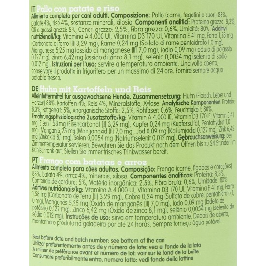 ARQUIVET Chicken Cans with Potatoes and Rice with Salmon Oil, 6 Pieces x 400g, Wet Dog Food for Older Dogs, All Types of Breeds ARQUIVET Chicken Cans with Potatoes and Rice with Salmon Oil, 6 Pieces x 400g, Wet Dog Food for Older Dogs, All Types of Breeds