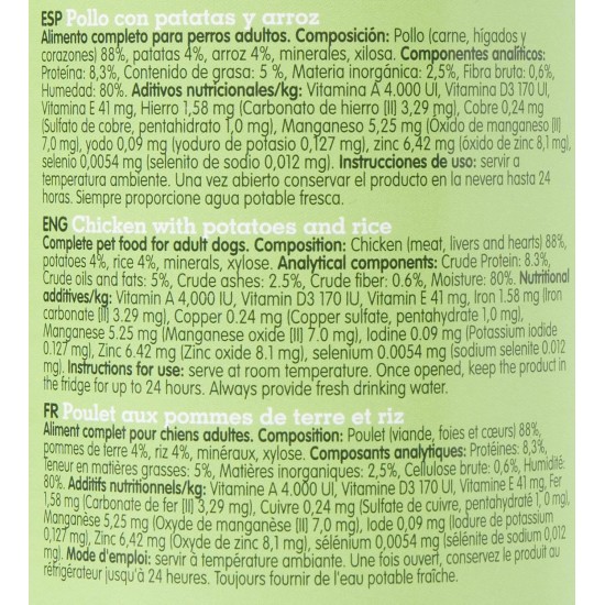 ARQUIVET Chicken Cans with Potatoes and Rice with Salmon Oil, 6 Pieces x 400g, Wet Dog Food for Older Dogs, All Types of Breeds ARQUIVET Chicken Cans with Potatoes and Rice with Salmon Oil, 6 Pieces x 400g, Wet Dog Food for Older Dogs, All Types of Breeds
