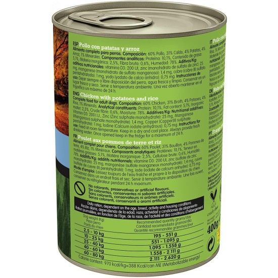 ARQUIVET Chicken Cans with Potatoes and Rice with Salmon Oil, 6 Pieces x 400g, Wet Dog Food for Older Dogs, All Types of Breeds ARQUIVET Chicken Cans with Potatoes and Rice with Salmon Oil, 6 Pieces x 400g, Wet Dog Food for Older Dogs, All Types of Breeds