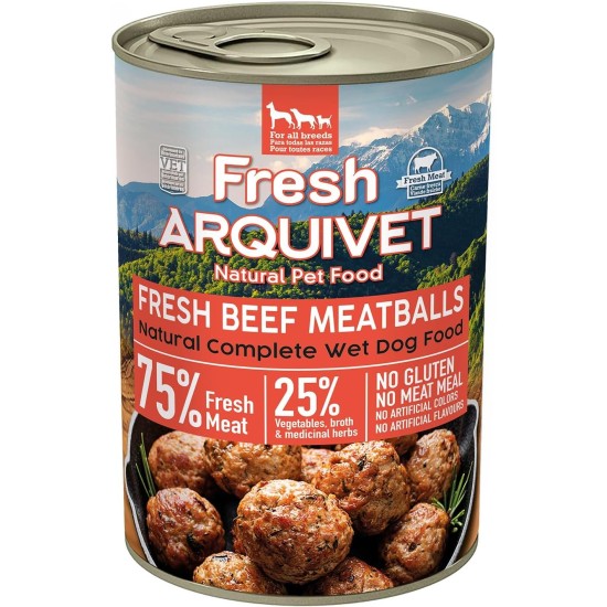 ARQUIVET Fresh Beef Meatballs - Canned Meatballs with Beef, Sweet Potato and Carrot - Pack of 6 x 400 g - Wet Food for Dogs of All Breeds ARQUIVET Fresh Beef Meatballs - Canned Meatballs with Beef, Sweet Potato and Carrot - Pack of 6 x 400 g - Wet Food for Dogs of All Breeds