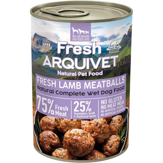 ARQUIVET Fresh Lamb Meat Balls - Canned Meat Balls with Lamb, Carrots and Sweet Potato - Pack of 6 x 400 g - Dog Food, All Breeds ARQUIVET Fresh Lamb Meat Balls - Canned Meat Balls with Lamb, Carrots and Sweet Potato - Pack of 6 x 400 g - Dog Food, All Breeds