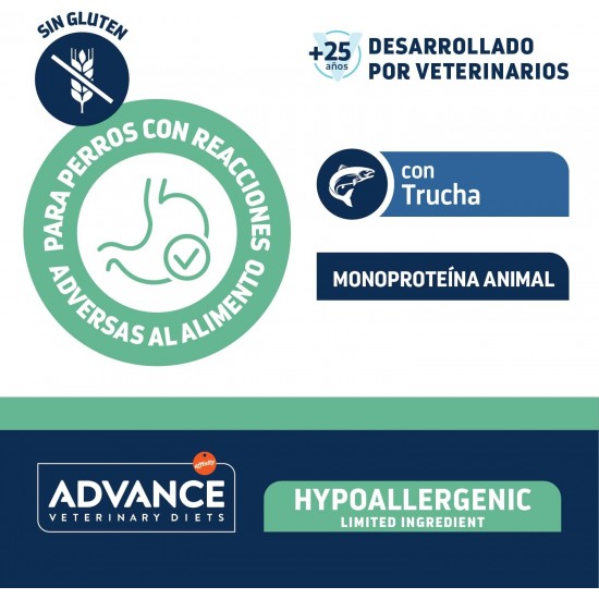 Advance Diets Wet Dog Food - Hypoallergenic Limited Ingredient Trout - 6 Packs of 400g Advance Diets Wet Dog Food - Hypoallergenic Limited Ingredient Trout - 6 Packs of 400g