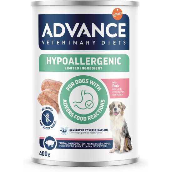 Advance Diets Wet Dog Food - Hypoallergenic with Pig - 6 Packs of 400g Advance Diets Wet Dog Food - Hypoallergenic with Pig - 6 Packs of 400g